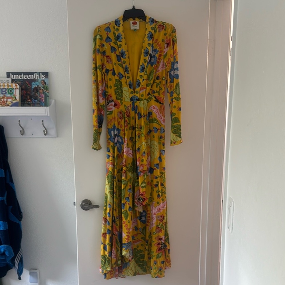 FARM Rio Yellow Gold Long Sleeve Sundress